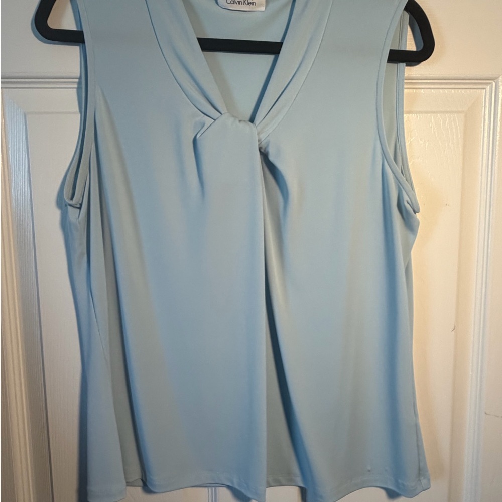 Calvin Klein Light Blue Knot-Front Sleeveless Camisole